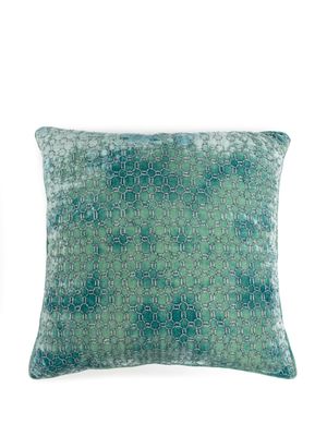 Anke Drechsel geometric-embroidery silk-velvet cushion - Green