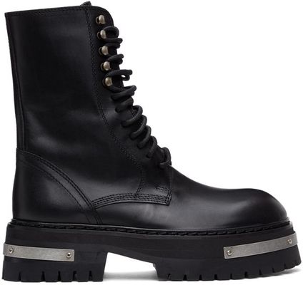Ann Demeulemeester Black & Silver Oversized Sole Tucson Lace-Up Boots