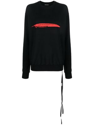 Ann Demeulemeester feather-print cotton sweatshirt - Black