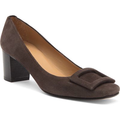 ANN MASHBURN Buckle Pump in Truffle Suede 