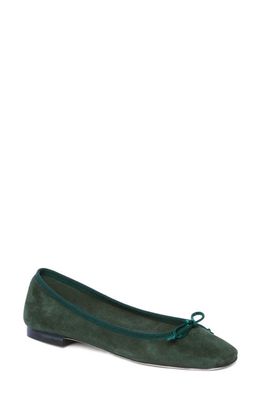 ANN MASHBURN Square Toe Ballet Flat in Forest Suede 