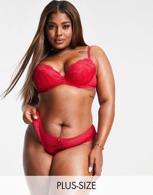 Ann Summers Curve Sexy Lace Planet nylon blend brazilian brief in red - RED