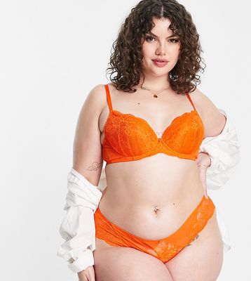 Ann Summers Curve Sexy Lace Planet nylon blend plunge bra in orange - ORANGE