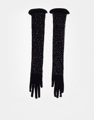 Ann Summers diamante gloves in black
