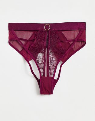 Ann Summers Heartracer brief in burgundy-Red
