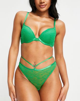Ann Summers Purity sheer animal mesh strappy brazilian brief in green