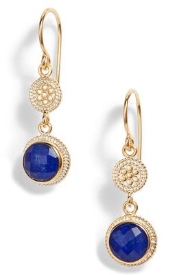 Anna Beck Double Drop Lapis Lazuli Earrings in Gold-Lapis
