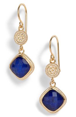 Anna Beck Lapis Lazuli Cushion Double Drop Earrings in Gold-Lapis