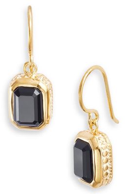 Anna Beck Rectangular Onyx Drop Earrings in Gold/Black Onyx
