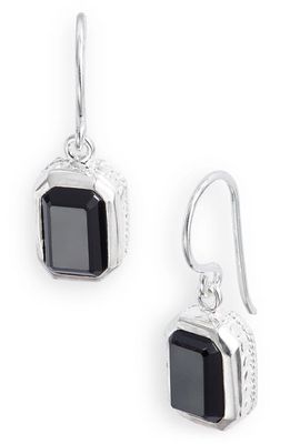 Anna Beck Rectangular Onyx Drop Earrings in Silver/Black Onyx