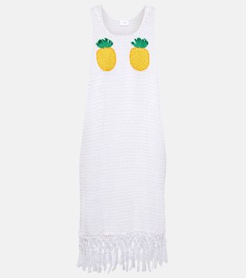 Anna Kosturova Pineapple Mesh fringed crochet cotton minidress