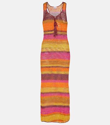 Anna Kosturova Striped crochet cotton maxi dress