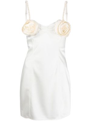 Anna October floral-appliqué spaghetti-strap minidress - White