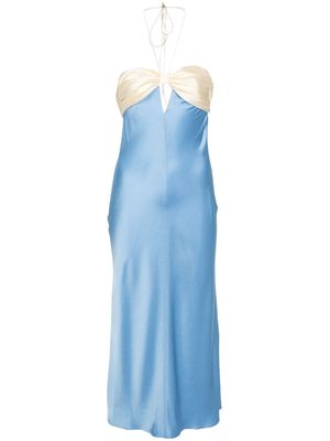 Anna October halterneck taffeta maxi dress - Blue