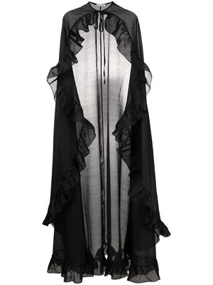 Anna October ruffle-detail self-tie cape - Black
