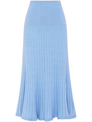 Anna Quan Amber ribbed-knit cotton maxi skirt - Blue