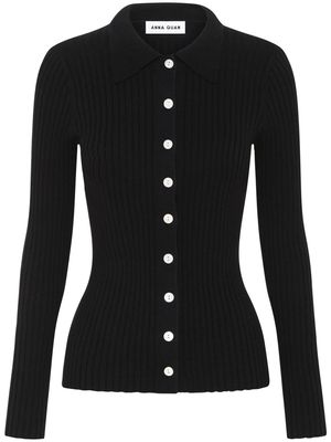 Anna Quan Ashlen button-up ribbed top - Black