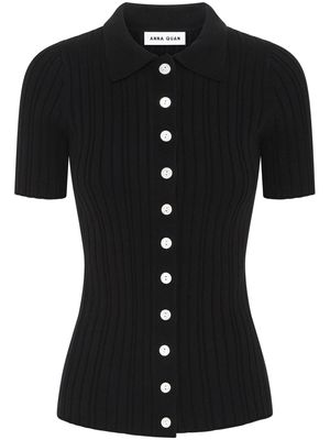 Anna Quan Avi button-up ribbed top - Black