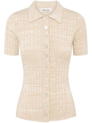 Anna Quan Avi ribbed-knit polo shirt - Neutrals