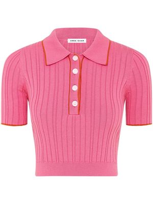 Anna Quan Brittany cropped polo top - Pink