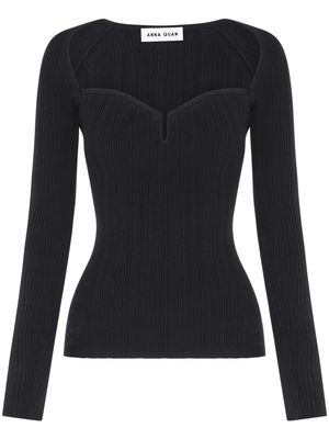 Anna Quan Chelsea sweetheart-neck ribbed top - Black