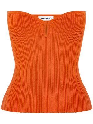 Anna Quan Cora ribbed-knit strapless top - Orange