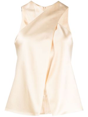 Anna Quan crossover satin-finished blouse - Neutrals