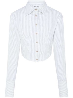Anna Quan Franking striped cropped shirt - White