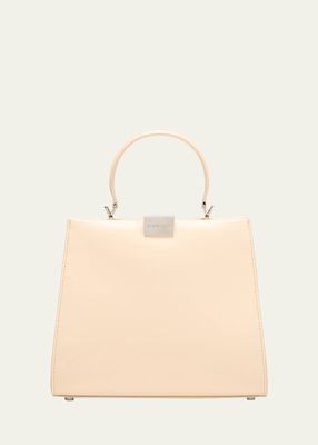 Anna Small Top-Handle Leather Bag, Beige