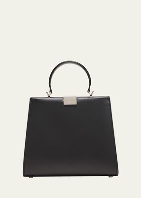 Anna Small Top-Handle Leather Bag, Black