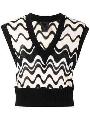 Anna Sui cropped wave-print vest top - Black