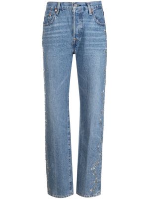 Anna Sui eyelet-embellished cotton tapered jeans - Blue