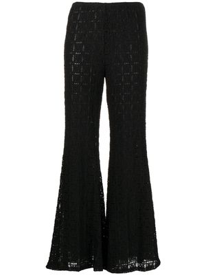 Anna Sui flared crochet-knit trousers - Black