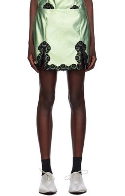 Anna Sui Green Metallic Faux-Leather Miniskirt