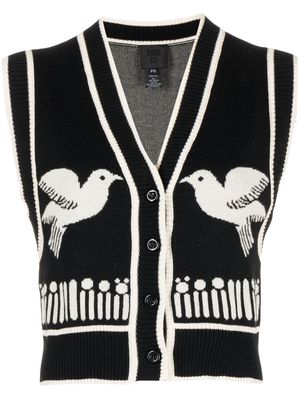 Anna Sui intarsia-knit cotton vest - Black