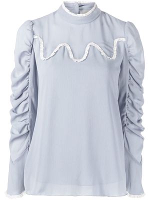 Anna Sui ruched lace-trim top - Blue