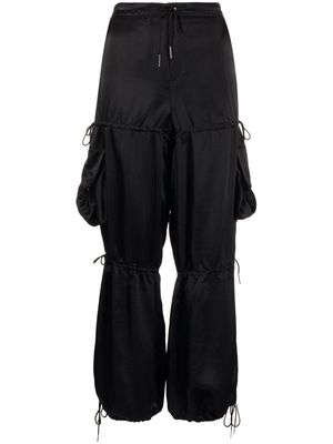 Anna Sui satin-finish pocket straight trousers - Black