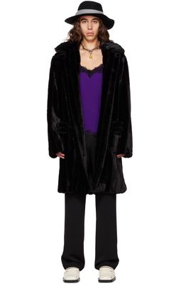 Anna Sui SSENSE Exclusive Black Faux-Fur Coat