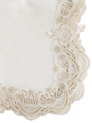 Annabella Lace Linen Napkin Set of 4 - White - White