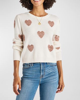 Annabelle Metallic Heart Crewneck Sweater