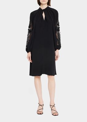 Annalise Cutout Lace-Inset Shift Dress