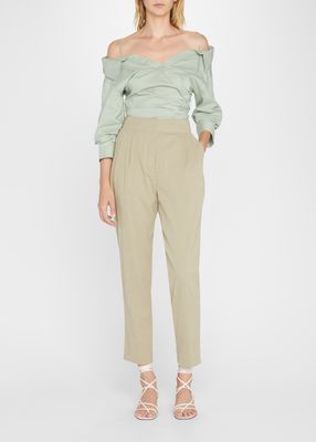 Annalise Pleated Straight Tapered Trousers