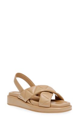 Anne Klein Artise Slingback Wedge Sandal in Beige Smooth