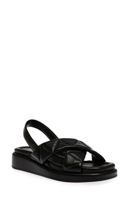 Anne Klein Artise Slingback Wedge Sandal in Black Smooth