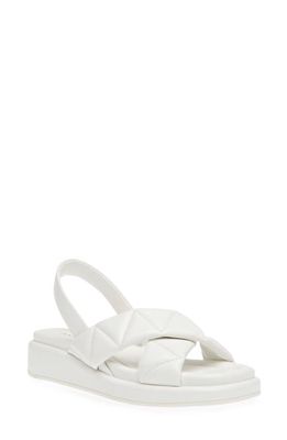 Anne Klein Artise Slingback Wedge Sandal in White Smooth 