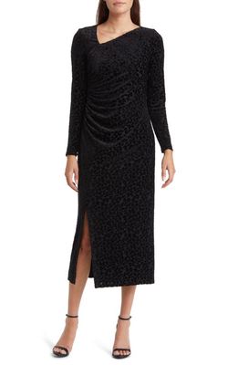 Anne Klein Asymmetric Long Sleeve Midi Dress in Anne Black