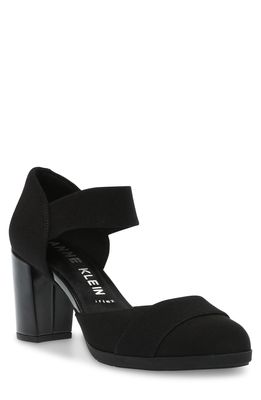 Anne Klein Cailyx Ankle Strap Pump in Black Fabric