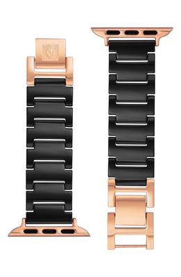 Anne Klein Ceramic & Stainless Steel 12.7mm Apple Watch Watchband in Rose Gold/Black