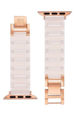 Anne Klein Ceramic & Stainless Steel 12.7mm Apple Watch Watchband in Rose Gold/Pink
