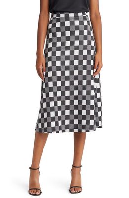 Anne Klein Check A-Line Midi Skirt in Anne Black Combo